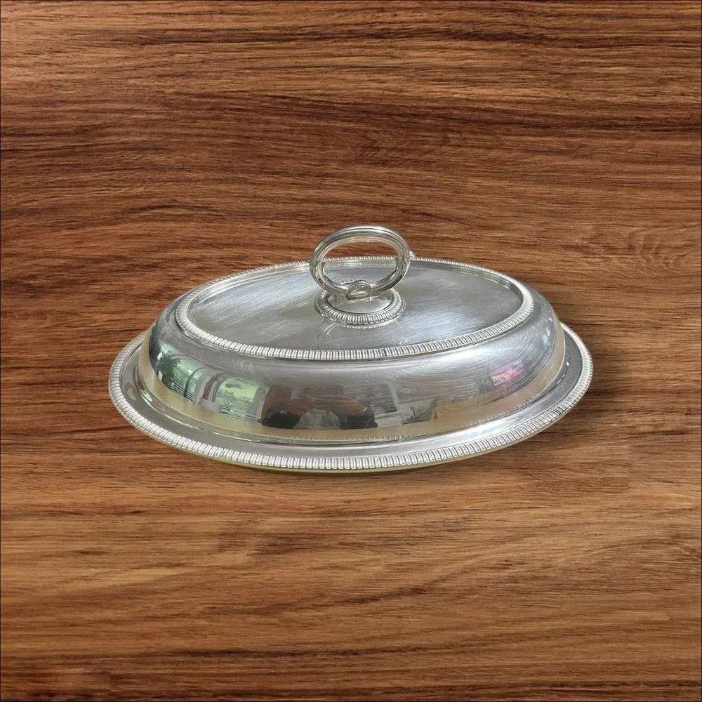 Vintage EPNS Silver Plated Covered Serving Dish England Oval Buffet Server